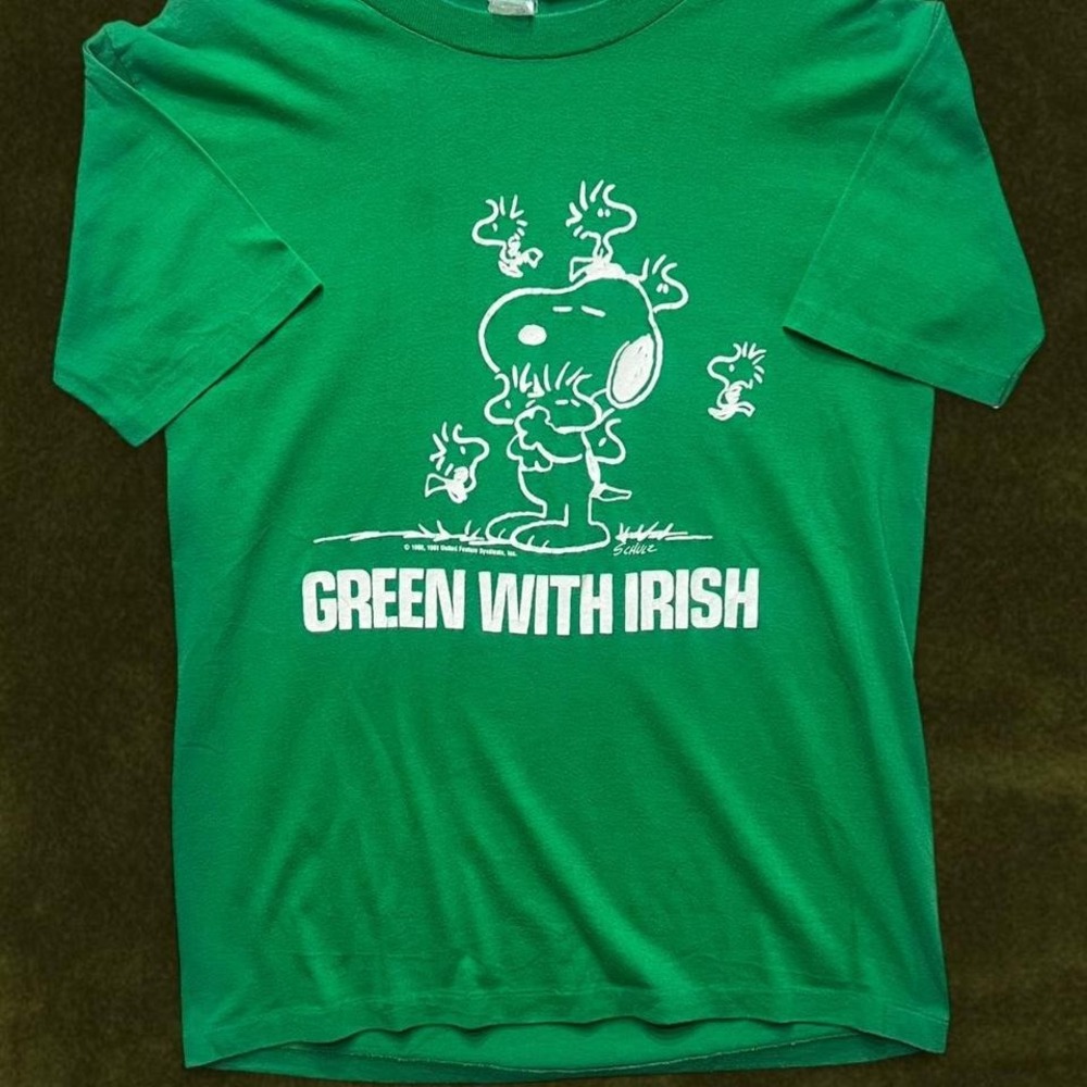 ☘️ Vintage 1980s Snoopy "Green With Irish" Single Stitch T-Shirt - S/M